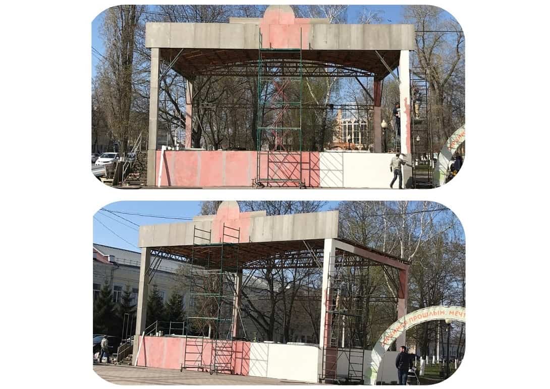 Обустройство сцены на площади им. Ленина. 